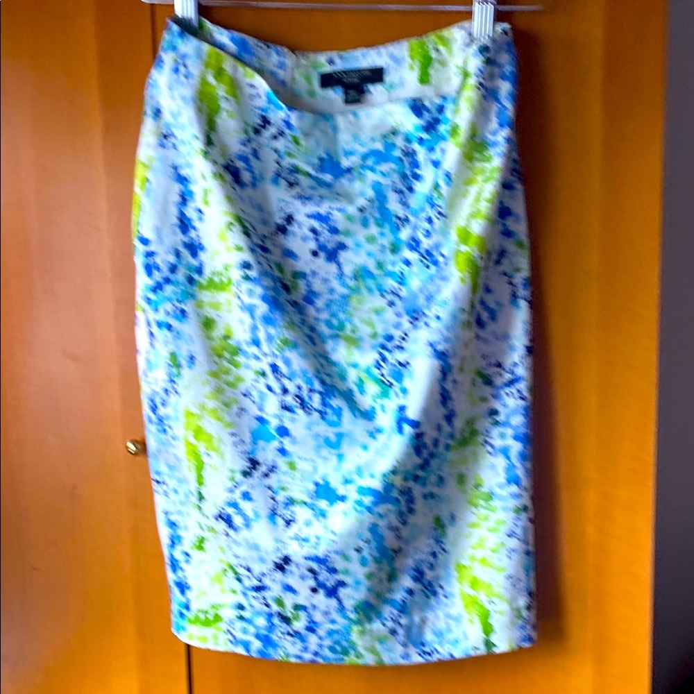 Ann Taylor Blue and White Knee-Length Pencil Skirt